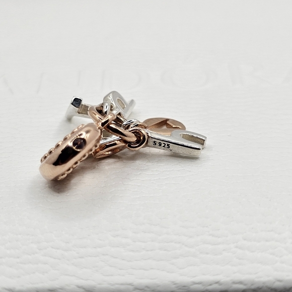 Authentic Pandora Two Tone Dangle Charm - Picture 4 of 7